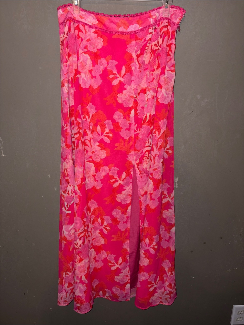 Bright Pink Floral Maxi Skirt